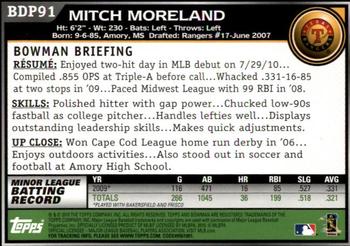 2010 Bowman Draft Picks & Prospects #BDP91 Mitch Moreland  Back