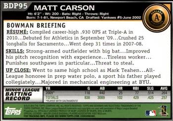 2010 Bowman Draft Picks & Prospects #BDP95 Matt Carson  Back