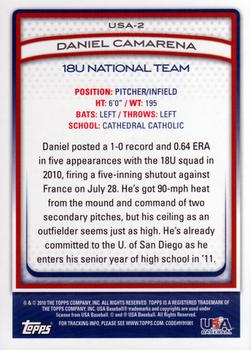 2010 Topps USA Baseball #USA-2 Daniel Camarena  Back