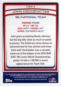 2010 Topps USA Baseball #USA-4 John Hochstatter  Back