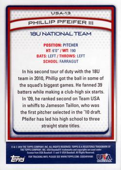 2010 Topps USA Baseball #USA-13 Phillip Pfeifer  Back