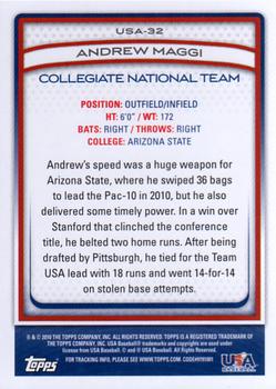 2010 Topps USA Baseball #USA-32 Andrew Maggi  Back