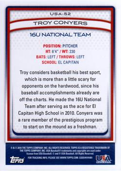2010 Topps USA Baseball #USA-52 Troy Conyers  Back