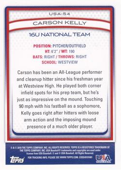 2010 Topps USA Baseball #USA-54 Carson Kelly  Back