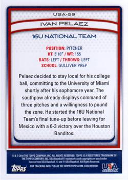 2010 Topps USA Baseball #USA-59 Ivan Pelaez  Back