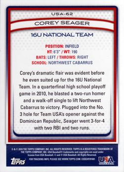 2010 Topps USA Baseball #USA-62 Corey Seager  Back
