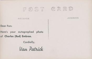 1947 Cleveland Indians Van Patrick Postcards #NNO Red Embree Back