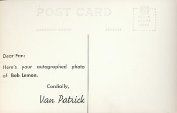 1947 Cleveland Indians Van Patrick Postcards #NNO Bob Lemon Back