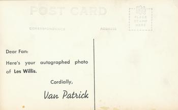 1947 Cleveland Indians Van Patrick Postcards #NNO Les Willis Back