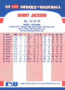 1989 Fleer Heroes of Baseball #24 Danny Jackson Back