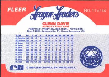 1989 Fleer League Leaders #11 Glenn Davis Back