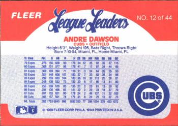 1989 Fleer League Leaders #12 Andre Dawson Back