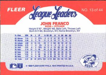 1989 Fleer League Leaders #13 John Franco Back