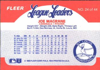1989 Fleer League Leaders #24 Joe Magrane Back