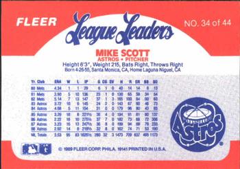 1989 Fleer League Leaders #34 Mike Scott Back