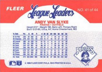 1989 Fleer League Leaders #41 Andy Van Slyke Back