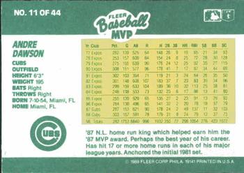 1989 Fleer Baseball MVPs #11 Andre Dawson Back