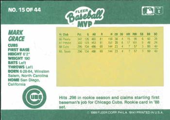 1989 Fleer Baseball MVPs #15 Mark Grace Back