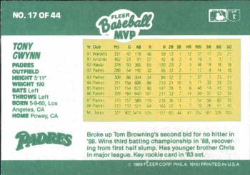 1989 Fleer Baseball MVPs #17 Tony Gwynn Back