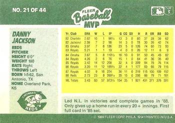 1989 Fleer Baseball MVPs #21 Danny Jackson Back