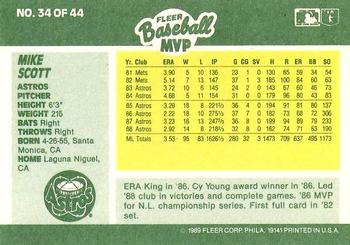 1989 Fleer Baseball MVPs #34 Mike Scott Back