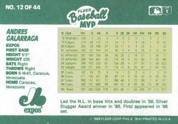 1989 Fleer Baseball MVPs #12 Andres Galarraga Back