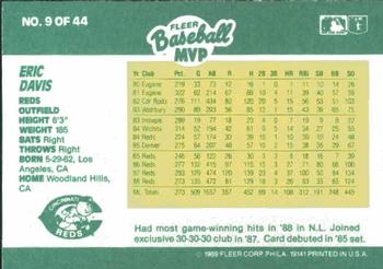 1989 Fleer Baseball MVPs #9 Eric Davis Back