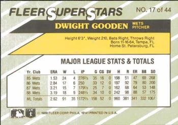 1989 Fleer SuperStars #17 Dwight Gooden Back