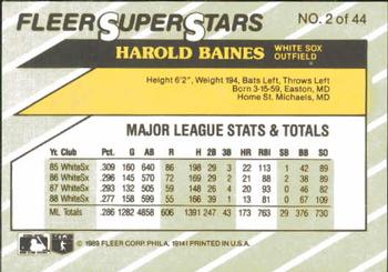 1989 Fleer SuperStars #2 Harold Baines Back
