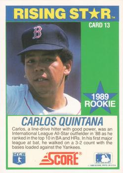 1989 Score Hottest 100 Rising Stars #13 Carlos Quintana Back