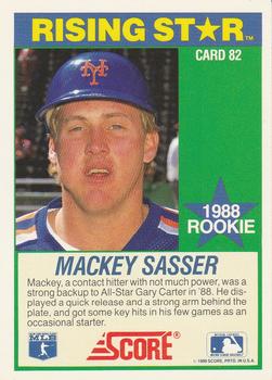1989 Score Hottest 100 Rising Stars #82 Mackey Sasser Back