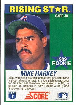 1989 Score Hottest 100 Rising Stars #48 Mike Harkey Back