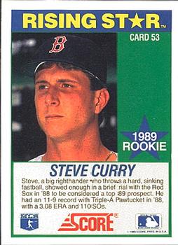 1989 Score Hottest 100 Rising Stars #53 Steve Curry Back