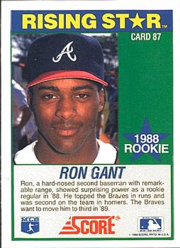 1989 Score Hottest 100 Rising Stars #87 Ron Gant Back