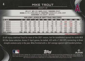 2022 Topps Chrome Black #4 Mike Trout Back