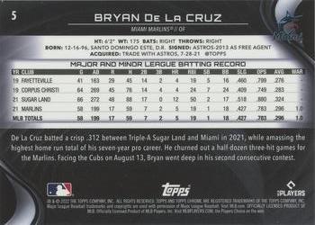 2022 Topps Chrome Black #5 Bryan De La Cruz Back