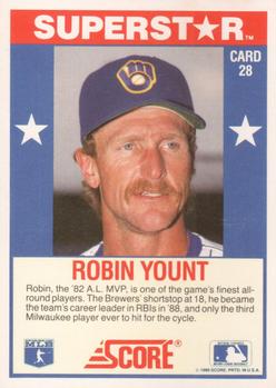 1989 Score Baseball's 100 Hottest Players #28 Robin Yount Back
