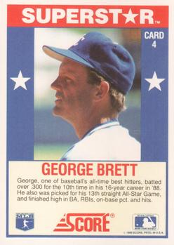 1989 Score Baseball's 100 Hottest Players #4 George Brett Back