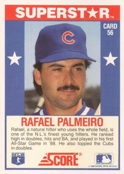 1989 Score Baseball's 100 Hottest Players #56 Rafael Palmeiro Back