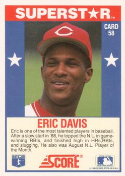 1989 Score Baseball's 100 Hottest Players #58 Eric Davis Back