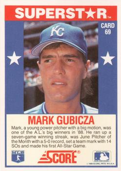 1989 Score Baseball's 100 Hottest Players #69 Mark Gubicza Back
