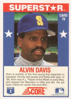 1989 Score Baseball's 100 Hottest Players #78 Alvin Davis Back