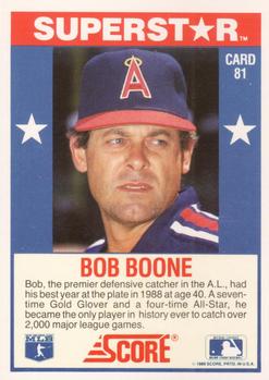 1989 Score Baseball's 100 Hottest Players #81 Bob Boone Back