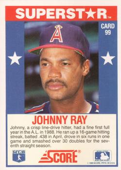 1989 Score Baseball's 100 Hottest Players #99 Johnny Ray Back
