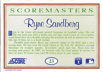 1989 Score Scoremasters #23 Ryne Sandberg Back