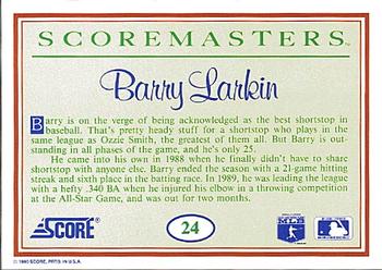 1989 Score Scoremasters #24 Barry Larkin Back