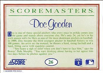 1989 Score Scoremasters #26 Doc Gooden Back