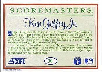 1989 Score Scoremasters #30 Ken Griffey, Jr. Back