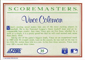 1989 Score Scoremasters #35 Vince Coleman Back