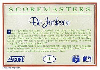1989 Score Scoremasters #1 Bo Jackson Back